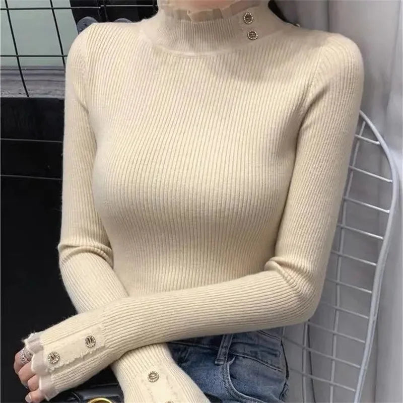 long turtleneck sweater
