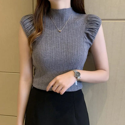 High Collar Sleeveless Summer Women Tops