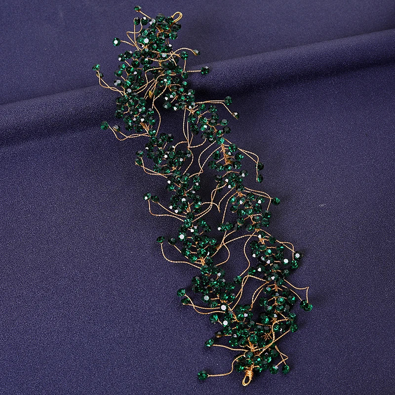 Women's Rhinestone Green Crystal Pearl Hairband