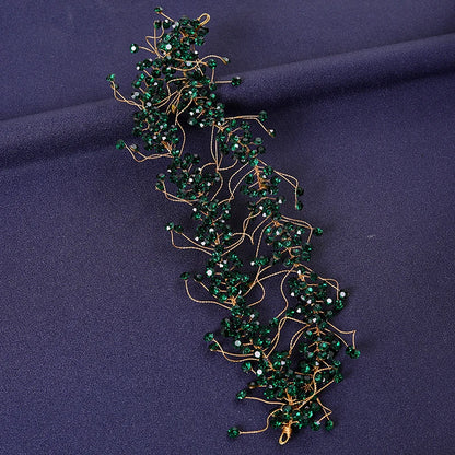 Women's Rhinestone Green Crystal Pearl Hairband