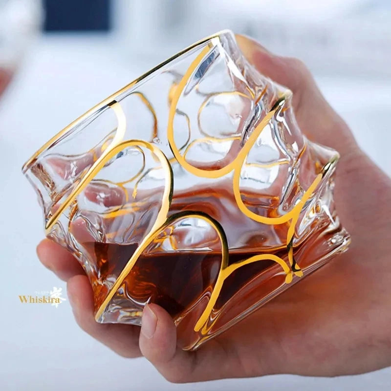 Ensemble de verres et gobelets à whisky en cristal Gold Line