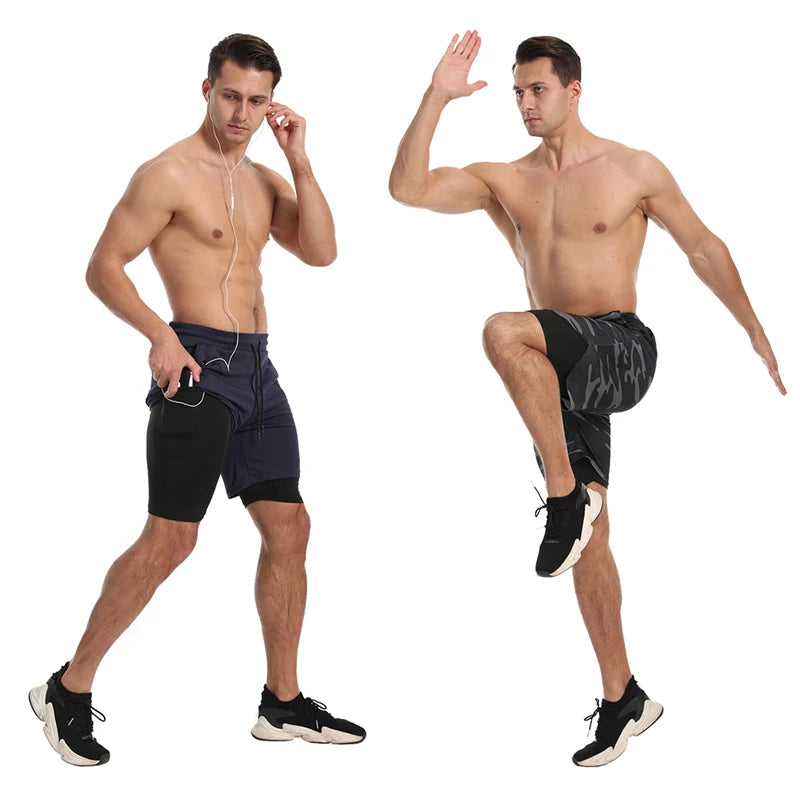 Men's 2-in-1 Quick Dry Running Gym Shorts