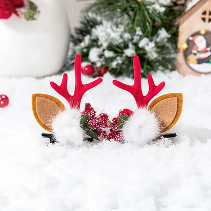 Barrettes à cheveux de Noël en bois de cerf et bois de cerf