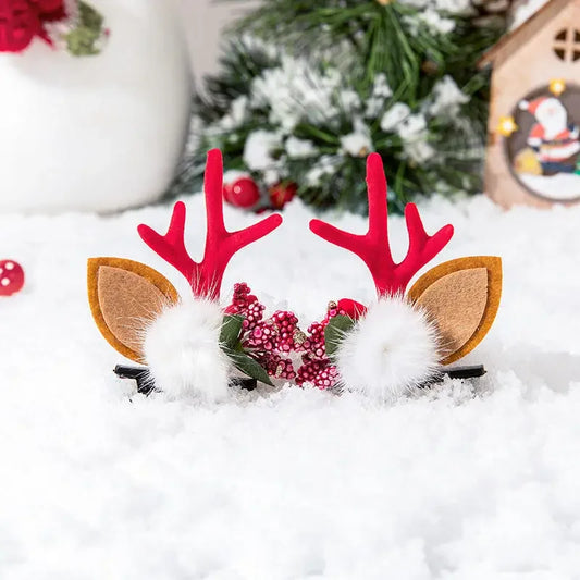 Christmas Antler & Deer Hair Clips