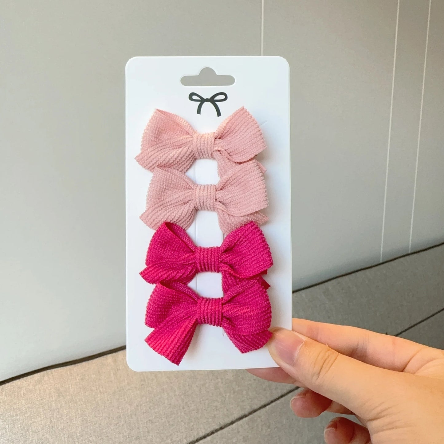 6/10pc Kids Solid Color Ribbon Bow Hair Clips