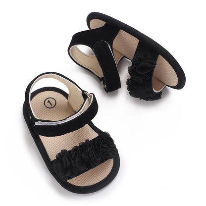 Baby-Mädchen-Sandalen mit weicher Sohle und Blumenmuster