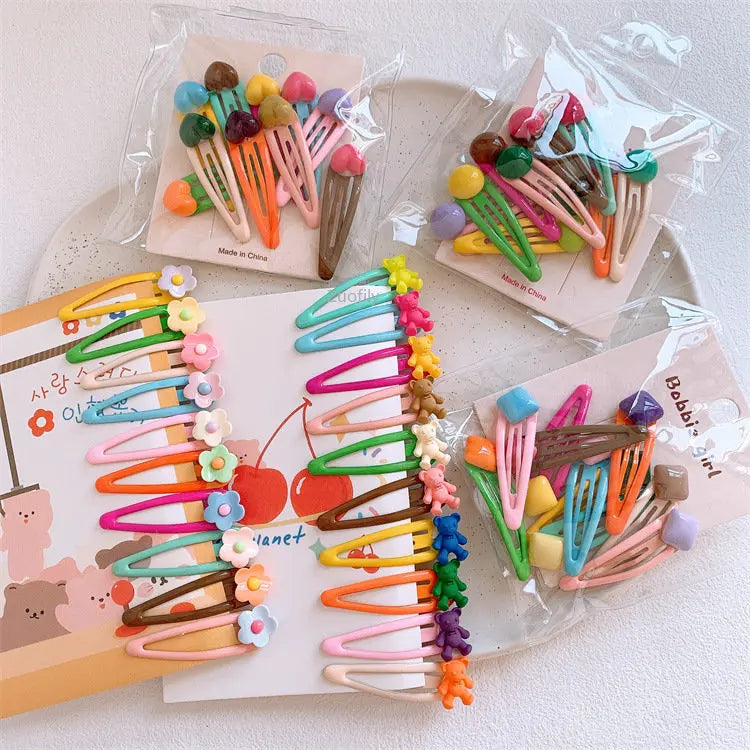 10pcs Colorful Glossy Cute Hairpins Set