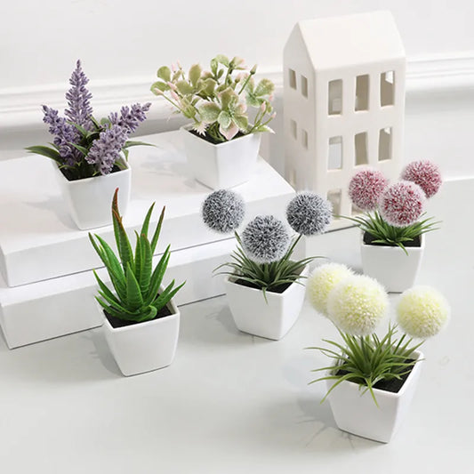 Mini Evergreen Artificial Plant Small Potted Plants