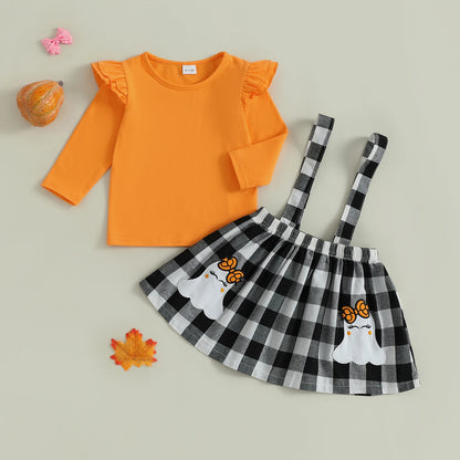 Baby girls rivet plaid long-sleeved dresses