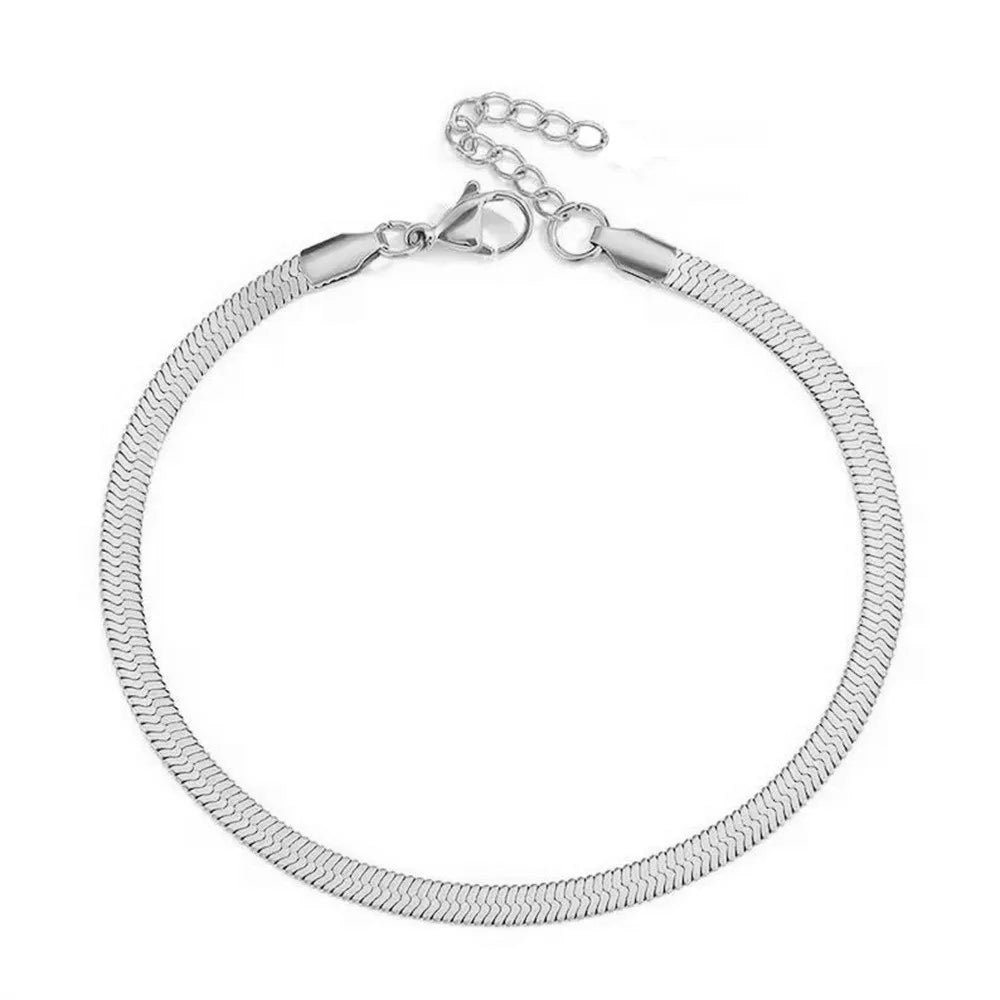 Bracelet de cheville en chaîne serpent en acier inoxydable pour femme