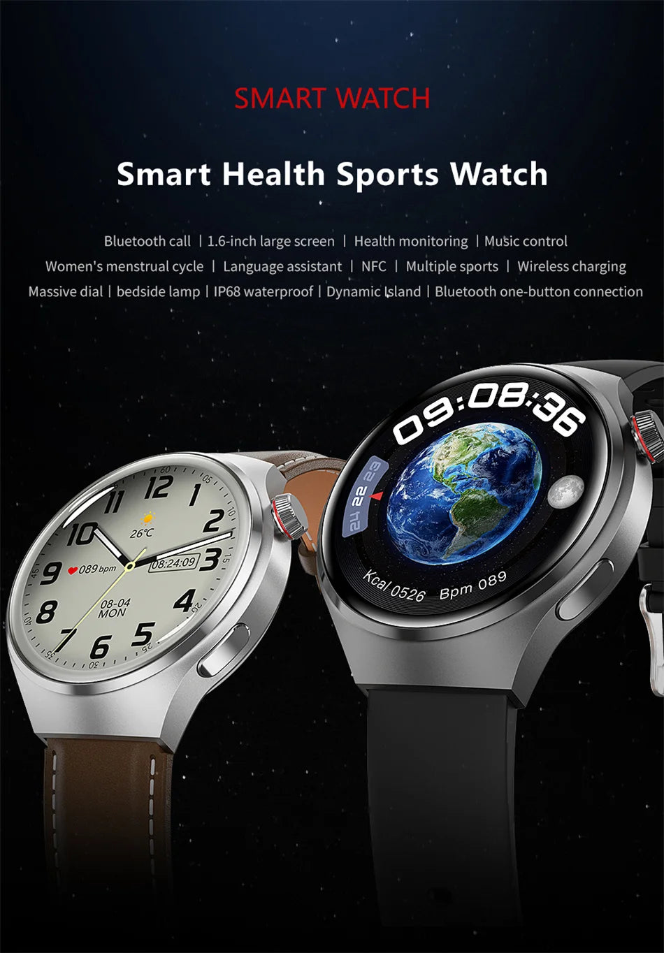 GT4 Sport Smart 1.5 IPS Display IP68 Bluetooth Call - Android Watch