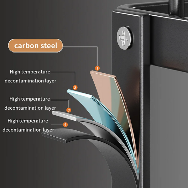 Kompakter Geschirrtrockner mit automatischer Abtropfschale und modernem, urbanem Design.