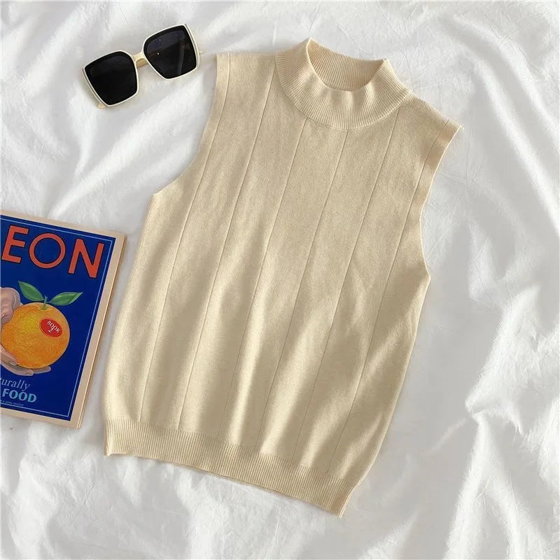 Hauts sans manches élastiques pour femmes coréennes