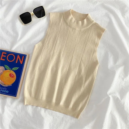 Hauts sans manches élastiques pour femmes coréennes