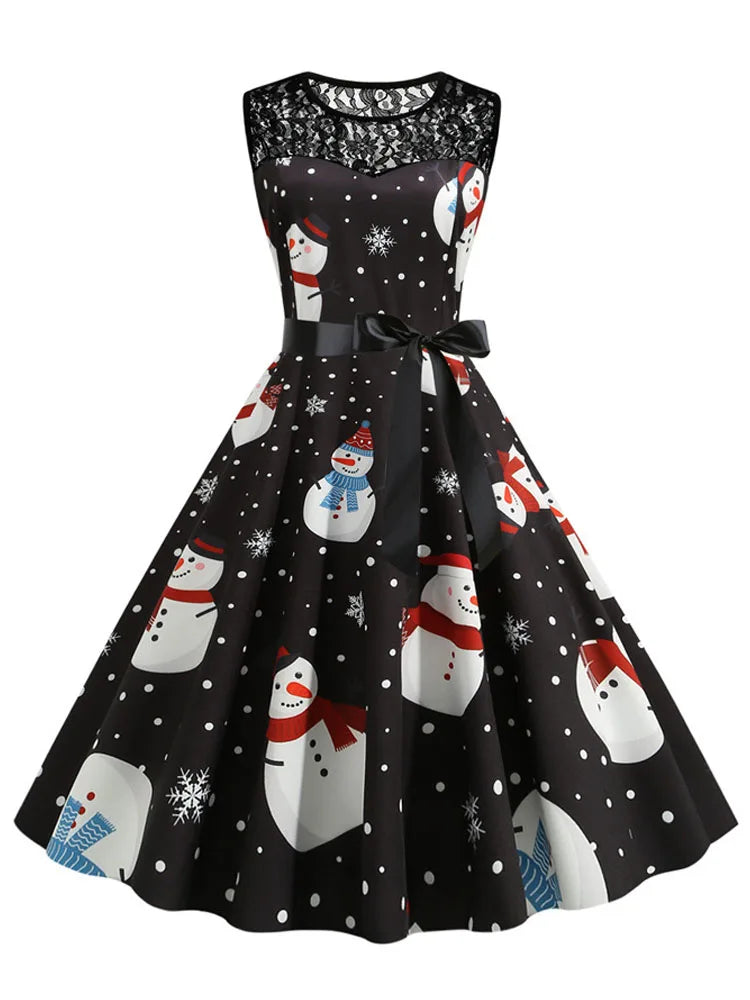 Lace Patchwork Retro Casual Dress