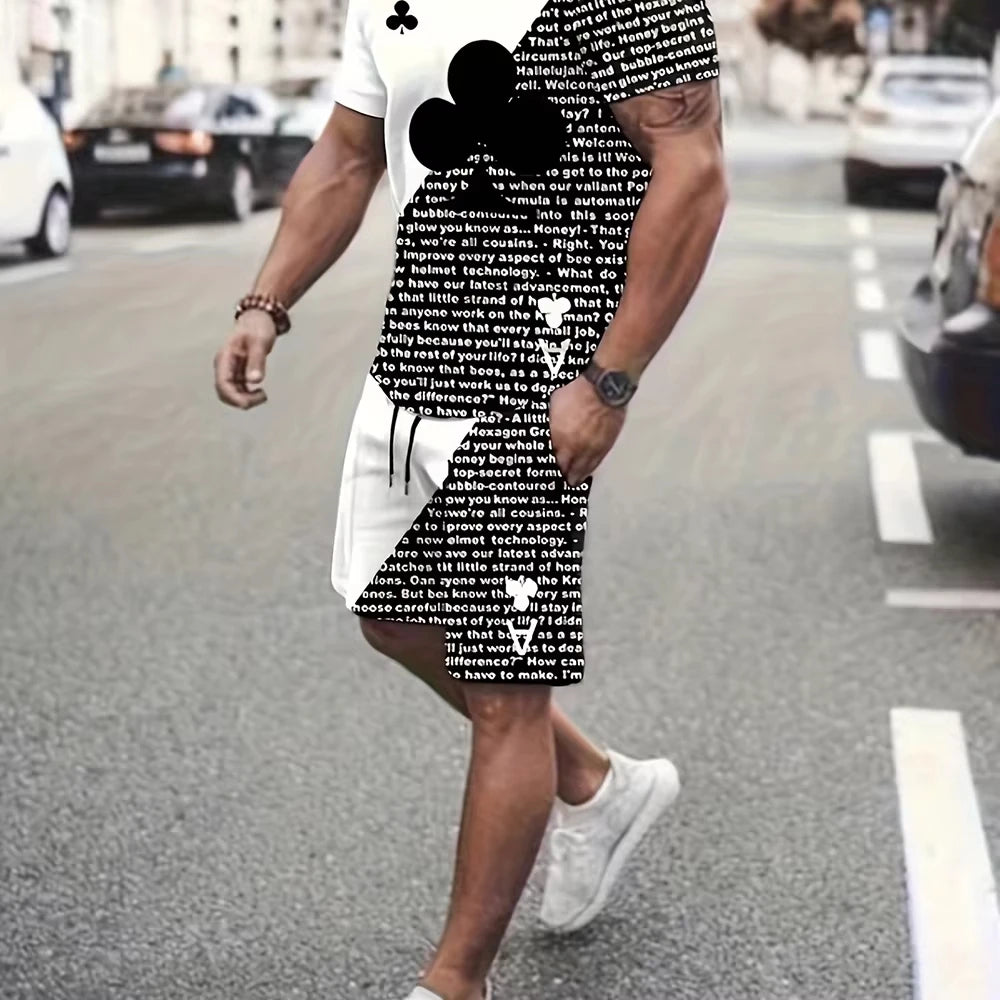 Survêtement imprimé d'été à manches courtes pour hommes