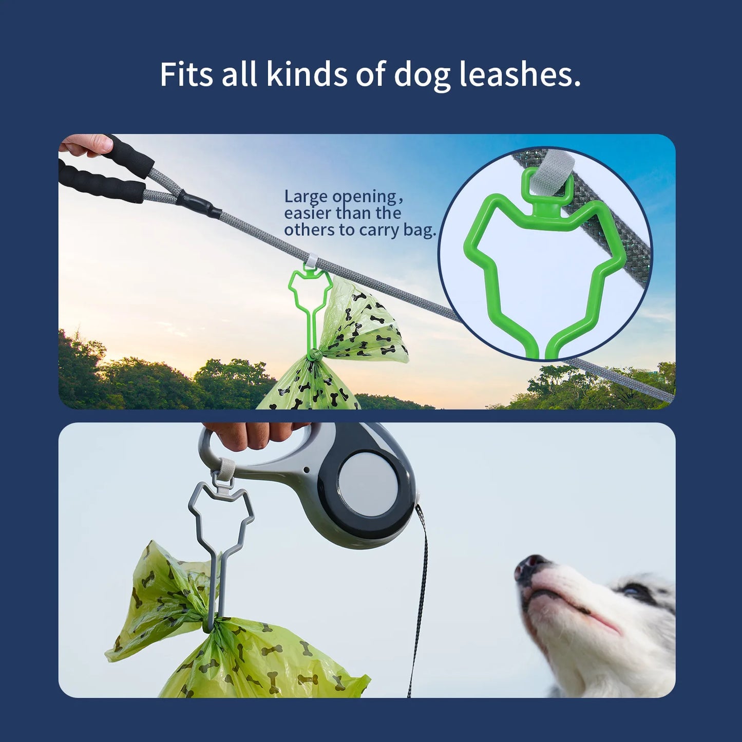 Hands-Free Dog Poop Bag Dispenser with Clip