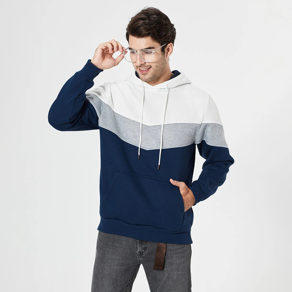 Sweat à capuche contrasté à manches longues pour hommes