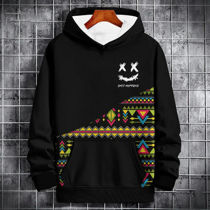 Sweatshirt/Hoodie mit 3D-Patchworkmuster für Herren