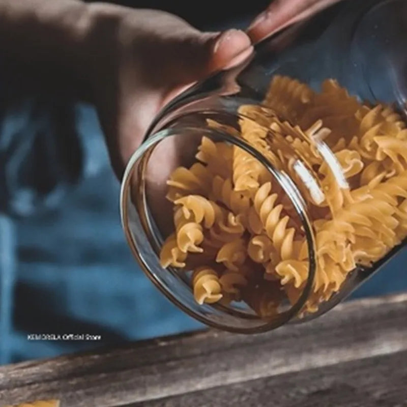 Ensemble de boîtes en verre avec couvercle en bois