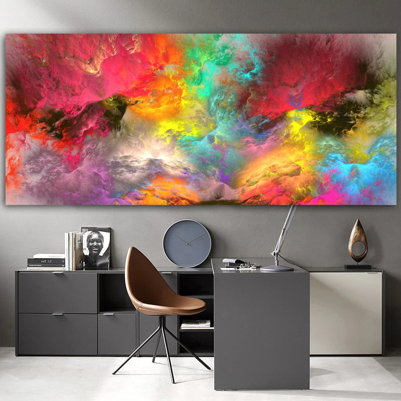 Grey & Yellow Cloud Canvas Art Painting