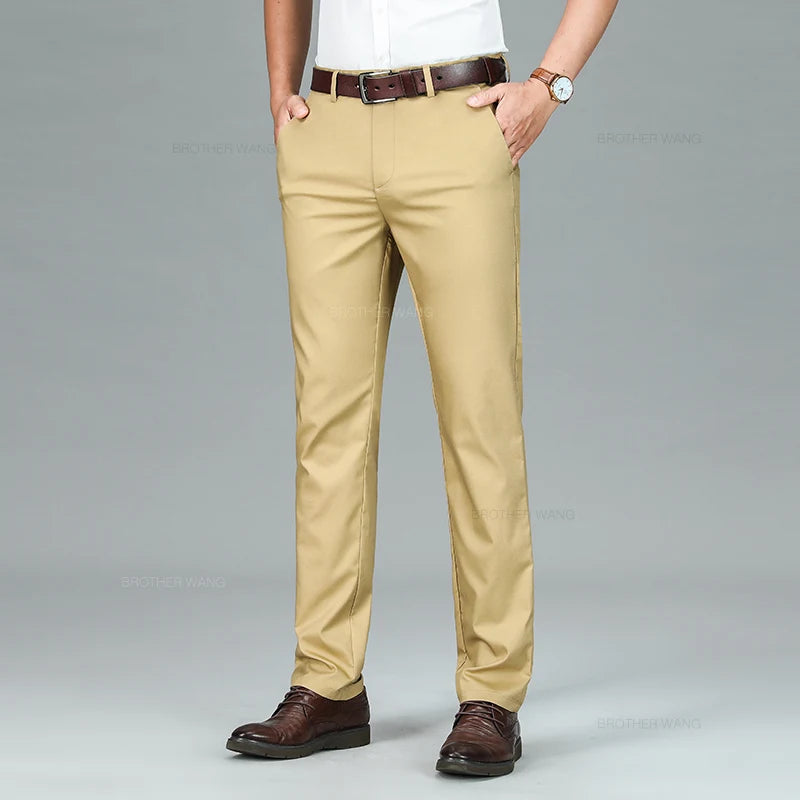 Pantalon d'attente élastique anti-rides doux pour hommes