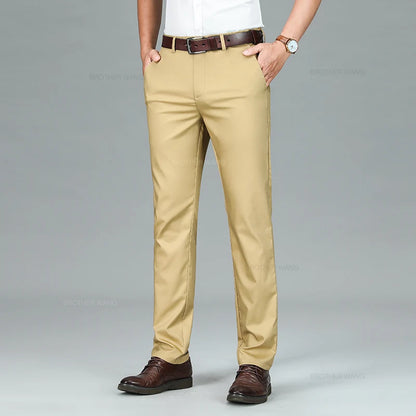 Pantalon d'attente élastique anti-rides doux pour hommes