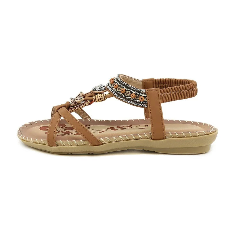 Strass-Outdoor-Sandalen mit Blumenmuster