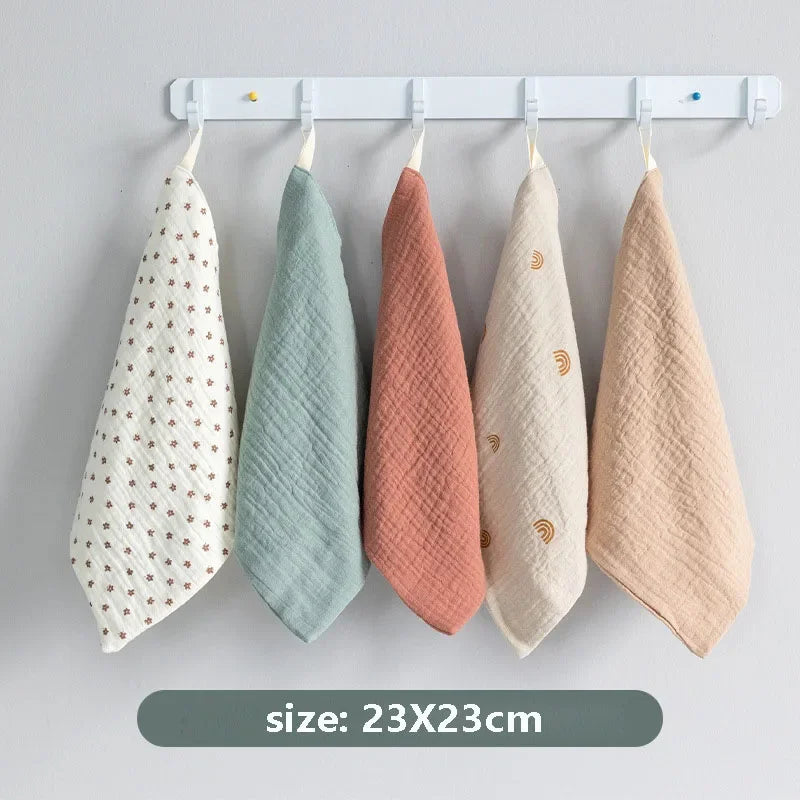 5PC Soft Cotton Muslin Baby Towel Set