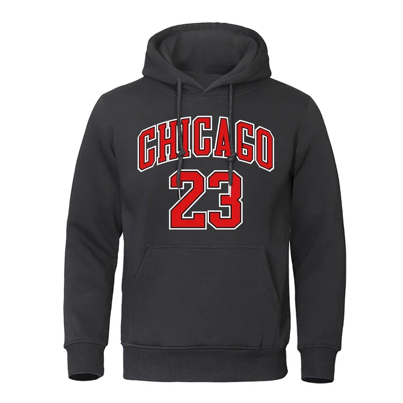 Sweat à capuche en polaire hip-hop Chicago 23 pour hommes