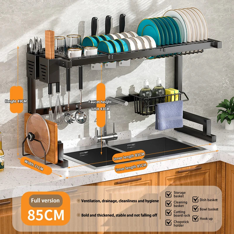Adjustable Stainless Steel Over-Sink Dish Rack