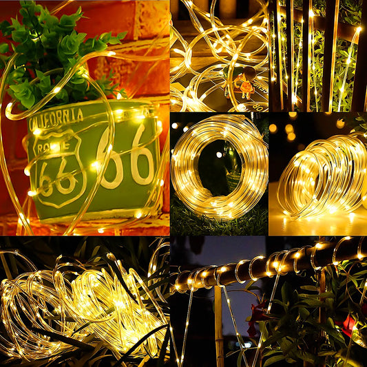 Waterproof Golden Glitter Christmas Solar Rope Gazebo Tree