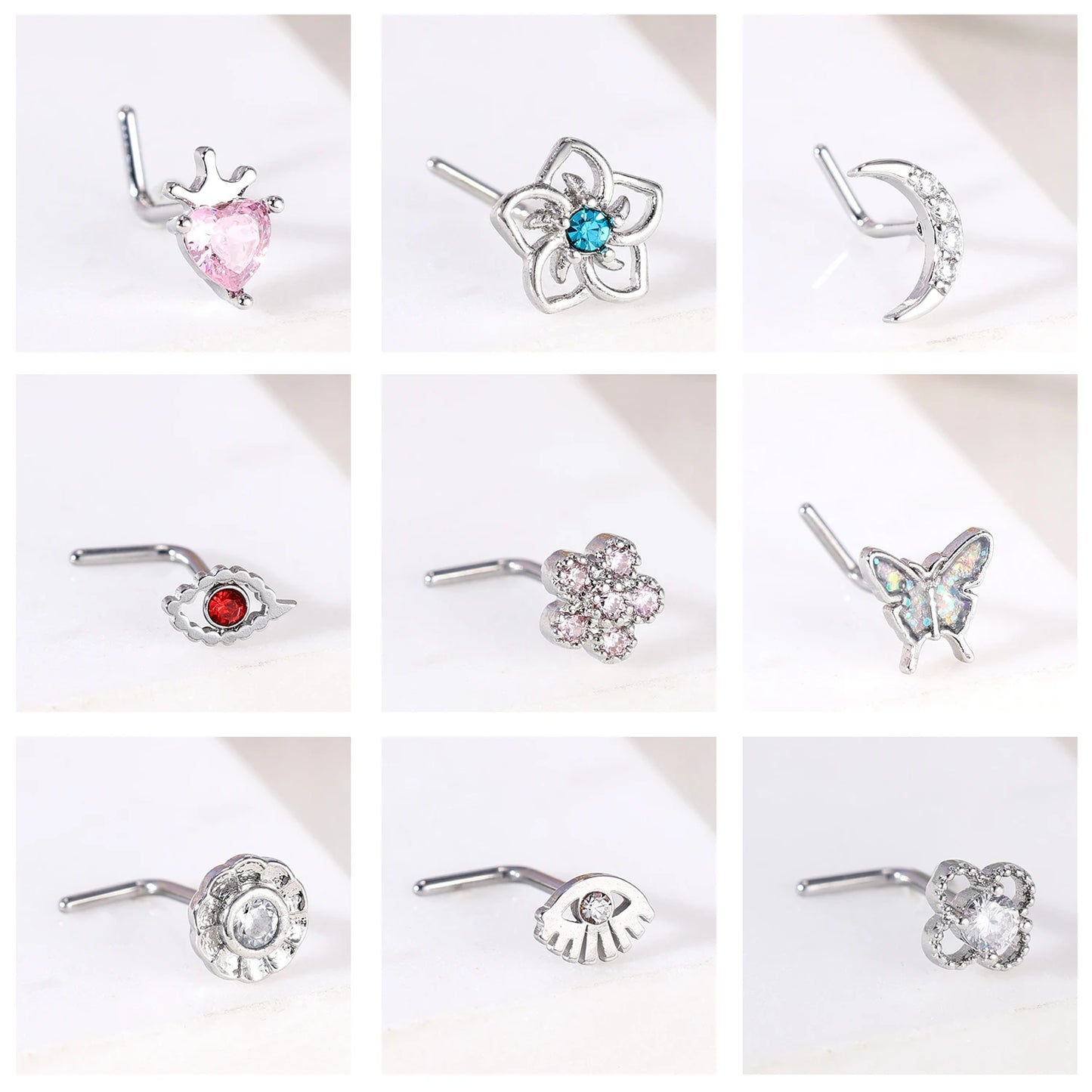 Anneaux de nez pendants en forme d'oeil de papillon pour femmes, 1 pièce