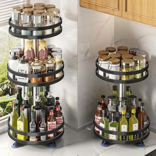 360° Rotation Carbon Steel Spice Rack Organizer