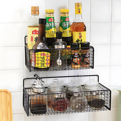 No-Punch Wall Mount Kitchen Storage Organizer Rack