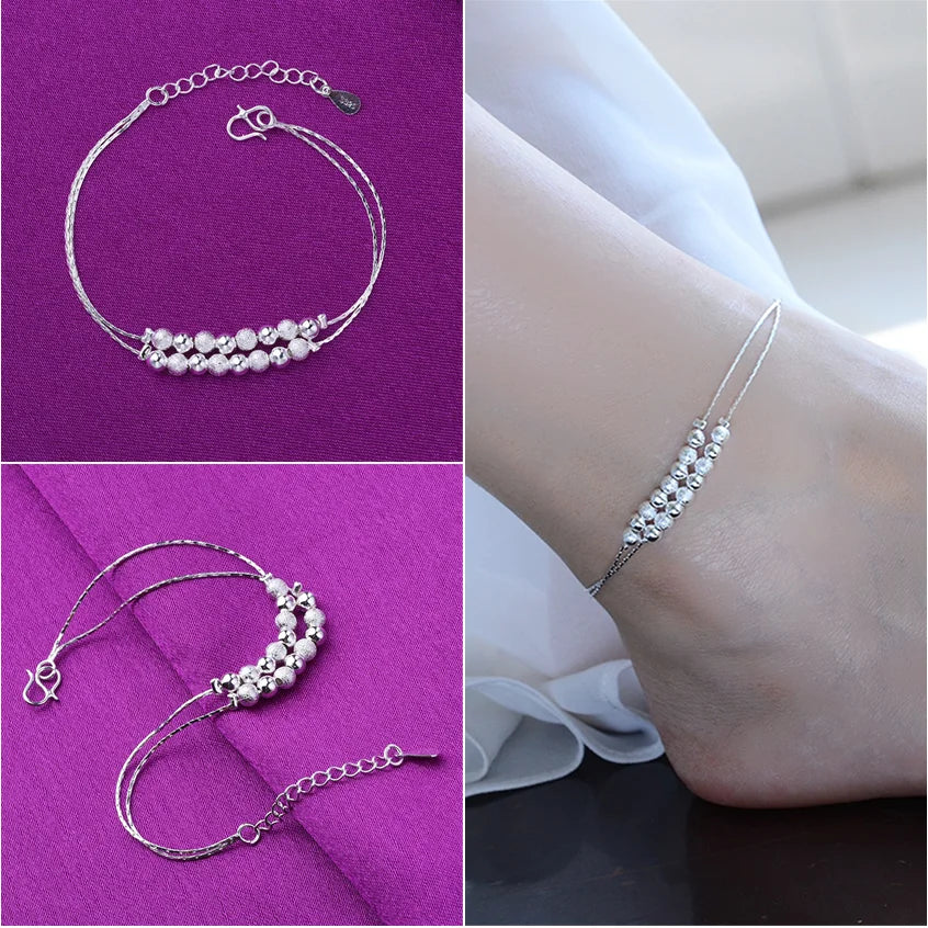 silver anklets for women