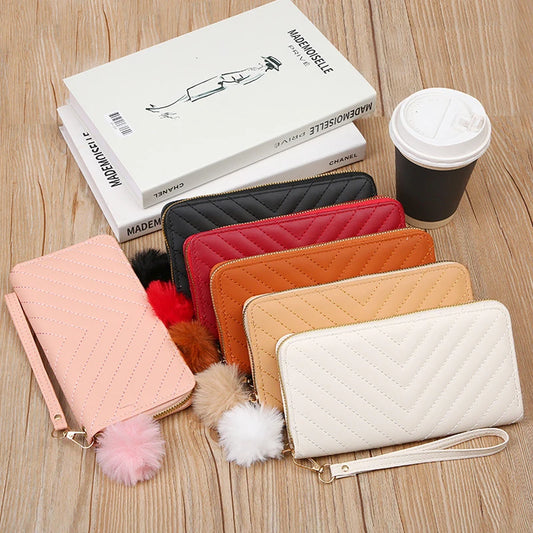 Women's Simple Sewing Line Zipper Coin Clutches