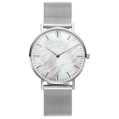 Women's Stainless Steel Dial & Leather Bracelet Quartz Watch