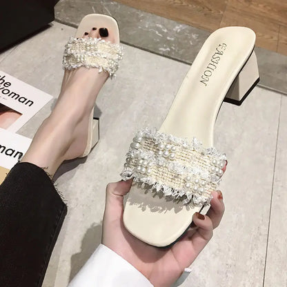 Sandales à talons hauts en strass pour femmes