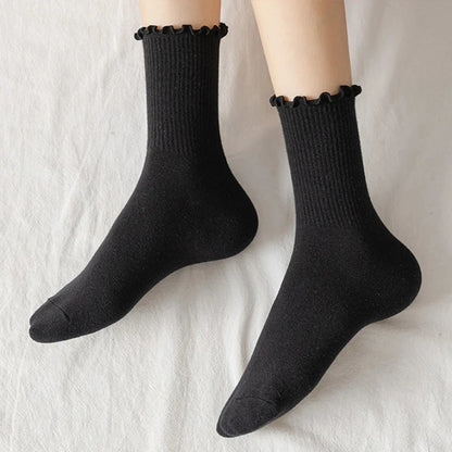 Chaussettes à volants en coton pour femmes