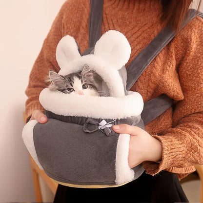 Porte-sac à dos pour animaux de compagnie en peluche chaude d'hiver