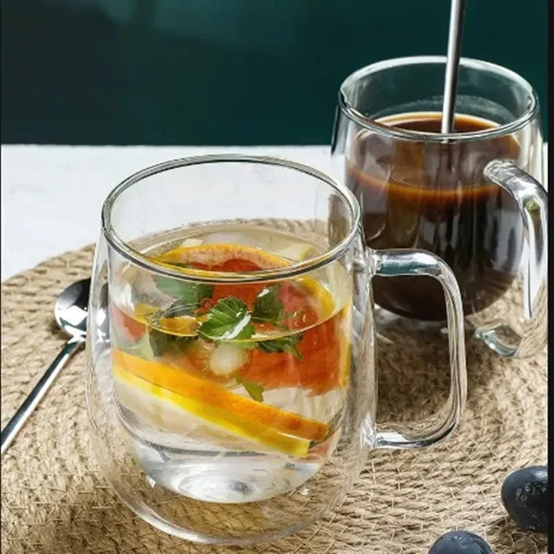 Ensemble de tasses 1 à 6 pièces en verre résistant à la chaleur à double paroi