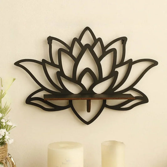 Décoration murale avec étagère d'angle en cristal Lotus