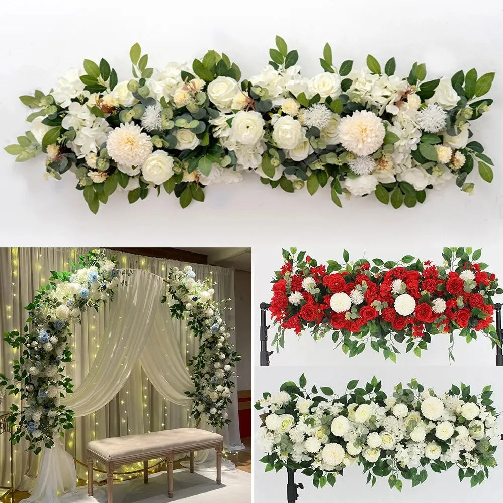 Rangée de fleurs artificielles pour fond de fête de mariage, 100 cm 