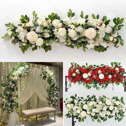Rangée de fleurs artificielles pour fond de fête de mariage, 100 cm 
