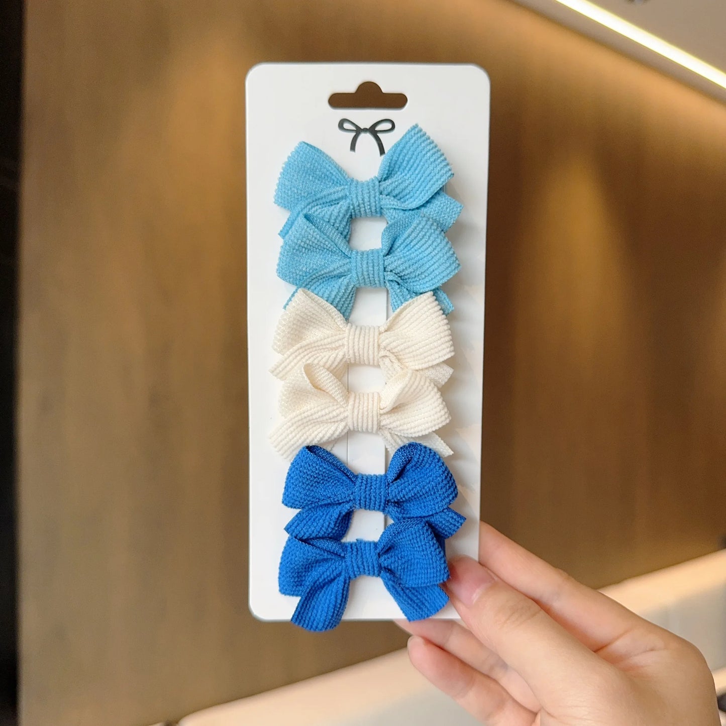 6/10pc Kids Solid Color Ribbon Bow Hair Clips