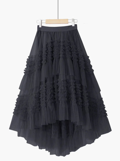 High Waist Lace Mesh Skirt