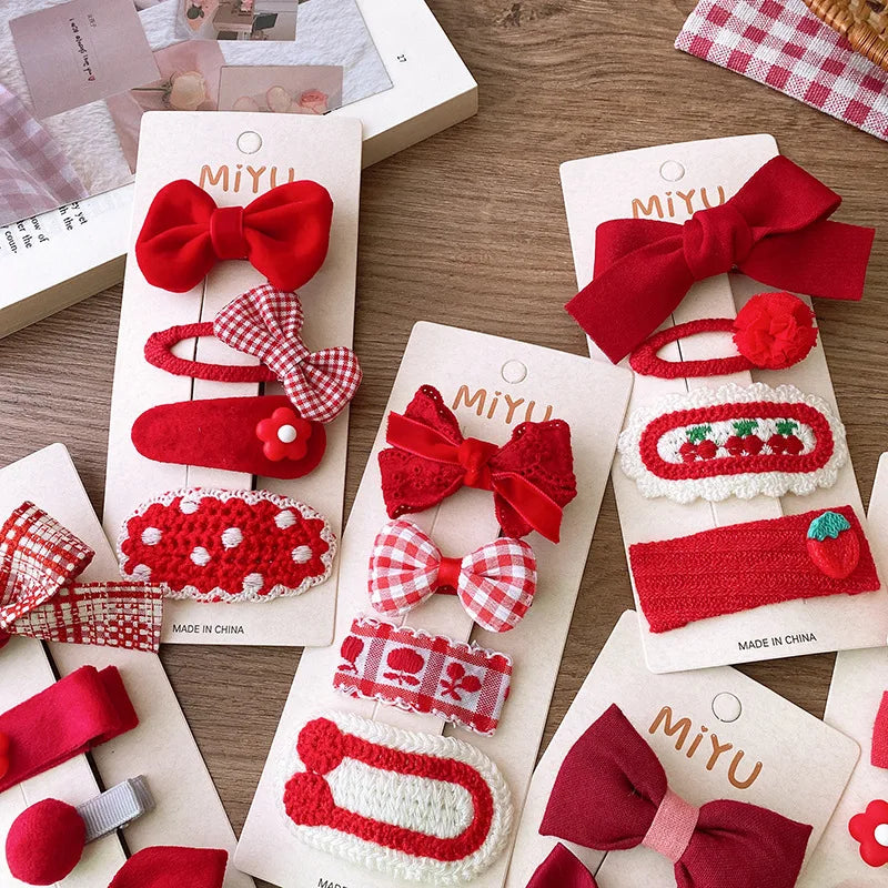 Barrettes à cheveux avec nœud rouge pour bébé fille