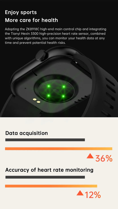 Men's Waterproof Touch Screen Bluetooth call Heart Watches