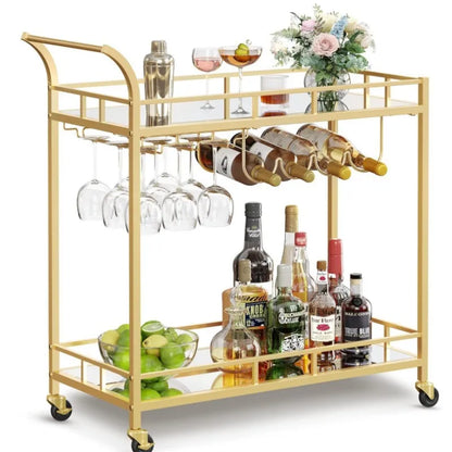 Drink Serving Trolley with Wine Rack